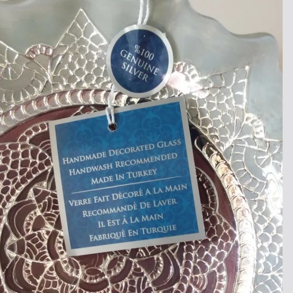 🌟HP🌟VTG 1990s Gray, Mauve, Silver Reverse Painted Bowl EFE Glass of Turkey - Picture 5 of 5